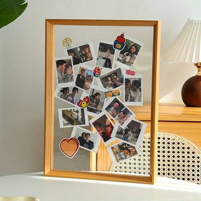 1 Peça Moldura de Fotos de Madeira Dupla Face - Exibição de Mesa e Parede com Painéis Acrílicos para Fotos e Espécimes Botânicos - Acabamento em Madeira Natural e Nogueira Minimalista - Ideia de Presente de Feriado, Lembrança de Formatura, Decoração de Prateleira, Acento Outonal para Casa, Presente de Aniversário para Ela