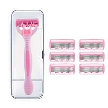 Smooth Glide 6-Layer Stainless Steel Razor For Women - Portable, Fragrance-Free Body Hair Removal Tool With Flexible Head,With Storage Box - Pink - View 19