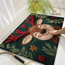 1 Piece Christmas Reindeer Imitation Cashmere Soft And Comfortable Floor Mat - Quick-Drying And Water-Absorbent, Suitable For Door Decoration, Kitchen & Bathroom Decoration, Best Christmas Choice, Machine Washable, Doormat, Kitchen Mat, Holiday Theme, Seasonal Decoration, Quick-Drying Fabric, Water-Absorbent Material, Home Carpet, Holiday Decoration, Christmas Gift - 60cm X 90cm / 23.62 Inches X 35.43 Inches - View 4