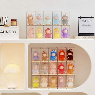 Samlingsdisplayskåp, för mini LABUBU4.0 Heart Code-serien - transparent, dammtät, lämplig för förvaring av LABUBU4.0 Blind Box-serien av dockor, statysamlingsdisplayställ, perfekt julklapp