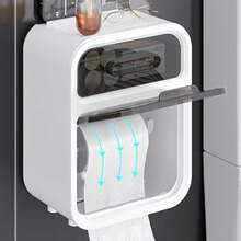 1pc Wall-Mounted Tissue Box, Waterproof Toilet Paper Holder, Bathroom Tissue Roll Dispenser, Facial Towel Storage Box, Suitable For Bathroom, Kitchen, Christmas, Mother's Day, Valentine's Day Gift - Multicolor - View 8