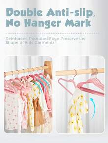 Blauesmeer 60 Pack Velvet Hangers, Premium Kids Hangers For Closet, Ultra-Thin, Cute, Non-Slip, Small Felt Hanger, 14 Inch, For Children's Clothes, Blush Pink - Màu Hồng baby - Xem 9