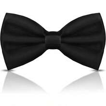 Men's Bow Ties Solid Color Pre-Tied Bow Tie Satin Formal Tuxedo Bowtie Adjustable Neck Bowtie For Men Wedding Party - Black - View 7