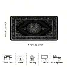 黑色波斯地毯图案鼠标垫/桌面垫 - 防滑橡胶底座，耐用涤纶表面，生动花卉图案，适用于游戏和办公，时尚桌面装饰礼品，桌面鼠标垫，办公用品，办公桌配件，鼠标垫 - 彩色 - 查看 8