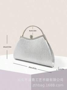 YUQING Bolso de mano de noche con brillantes rhinestones - Elegante diseño a rayas o de unicolor. La elección perfecta para mujeres de moda. Adecuado para fiestas de noche, bailes de graduación, bodas, banquetes y carnavales. Perfecto para fiestas, bodas, bailes de graduación, cenas/banquetes. Combina perfectamente con vestidos de fiesta, de noche y de lentejuelas, y con atuendos para Año Nuevo - Plateado - Ver 8