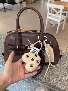 Yogodlns Merlard Heart-Shaped Leather Pendant, Sweet Heart-Shaped Keychain Accessory, Handmade Woven, Travel Holiday Christmas Gift, Y2K Fashion Bag Charm, Suitable For Young Boys, Girls, College Students, New Year Valentine's Day Gift - Beige - View 2