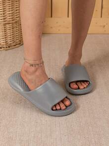 Pink Massage Slippers, Soft & Comfortable, Arch Support, EVA Material, Slide Sandals For Women, Summer - Grey - View 3