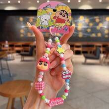 蜡笔小新套装：超人小新手链扣和串珠手机挂饰，DIY 可爱动漫配饰，手机/包/相机防丢带，耐用，怀旧收藏品，情侣/粉丝的完美礼物，跨境热销（亚马逊/Shein） - 彩色 - 查看 2