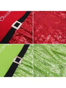 1 Piece Of Sequined Fabric Dining Chair Sofa Back Cover, Size 50 * 50 Cm, Suitable For Most Armless Chairs, Kitchen Holiday Decoration Chair Covers, Christmas Atmosphere Restaurant Kitchen Banquet Hall Bedroom Office Living Room Dormitory Home Decoration Party Decoration Supplies, Detachable And Washable