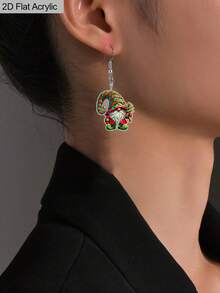 1 Pair Exquisite Red And Green Christmas Tree Hat Christmas Dwarf Acrylic Earrings For Women Christmas Earrings Fun Earring Jewelry Holiday Party Gift Christmas New Year Gift