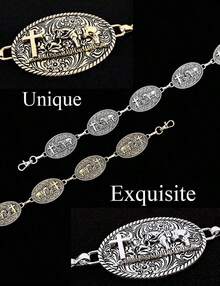 TOPACC Western Metal Concho Belt For Women Cowgirl Chain Belts For Dresses Jeans Country Concert Outfit - 銀色 - 查看 11