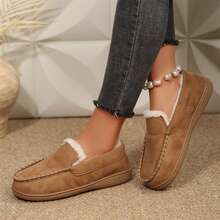 Women Warm Lined Slippers Loafers Casual Slip On Shoes Walking - 摩卡棕 - 查看 7