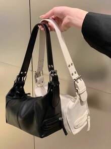 Retro Shoulder Bag With Modern Design[8555] - Black - View 7