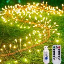 Copper Wire Fairy Lights, USB Powered With Remote Control/Solar Powered Outdoor Lights, LED Outdoor Waterproof Solar Lights String, 8 Modes Firecracker Balcony Lights, Curtain Lights, Fairy Lights, Suitable For Balcony, Party, Living Room, Wedding And Christmas Decoration - Firecracker Lantern - View 4