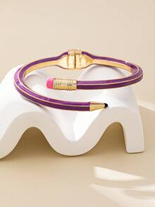 1 件时尚珠宝锌合金 3D 铅笔形可扩展手镯，多种颜色可选，适合返校、节日、教师、学生、情侣礼物 - 鉛筆手鐲 - 查看 6