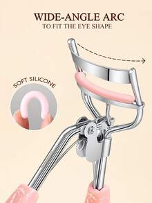 Pink Crackle Eyelash Curler With 10 Extra Replacement Pads - Durable, Easy-To-Use Beauty Makeup Tool, Comfortable Grip Fits All Eye Shapes & Lash Lengths, Quickly Curl Lashes, Lasting Beauty Tool Set. Eyelash, False Lash Eye Makeup Tools For Commercial, Home & Gift Use.