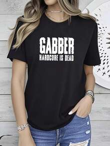 180g pure Cotton Gabber T Shirt Hardcore is Dead 90's Hard Techno Women Top Graphic Tees designer clothes Comfortable Casual Soft Versatile Top For Everyday Wear Print Round Neck Short Sleeve Slightly fashion T-Shirt For Women Casual streetwear Unisex Stylish female - Negro - Ver 1