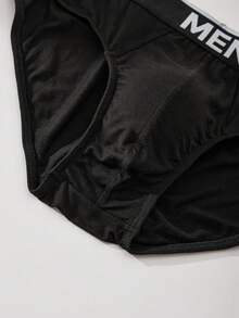 HIALEGION 2pcs Random Men's Briefs & Boxer Briefs, Fashion Letter Waistband, Elastic Soft, Comfortable Daily Sleep Men's Underwear - Black - View 3