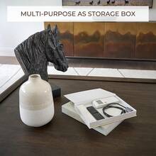 精美装饰书——两件套亚麻布盒，提升您的咖啡桌、书架或壁炉台装饰——美观的仿书造型，适用于现代家居装饰、照片收纳、纪念品盒或珠宝盒。