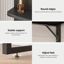 Tomnk Makeup Vanity Desk With Mirror And Lights, Small Vanity With Fabric Storage Drawer & Chair & Shelves, White Vanity With Fold-Up Panel And Power Outlet For Bedroom, Bedroom Furniture(The Light Strip Is Powered By USB) - 美規B型插(110-127V) - 查看 4