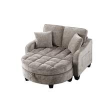 Two-Seater Sofa, Double Sofa Chaise Longue, With Irregular Armrests And Backrests, Footrest With Storage Space, Comes With Two Small Throw Pillows, Suitable For Living Room And Bedroom - Cyan - 棕色 - 查看 12