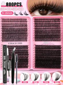 CMAYOME 800pcs Eyelash Extension Kit, DIY Eyelash Extension Set, 30D+40D+50D+60D (9-18mm) Individual Lash Cluster Kit, D Curl Eyelash Extension Set, Includes Glue, Sealant And Eyelash Extension Tools, Suitable For Daily Use, Parties, Travel, Or As A Gift For Family And Friends, Eyelash Clusters, Eyelash Glue, Colle Faux Cils Duo. - Multicolor - View 5