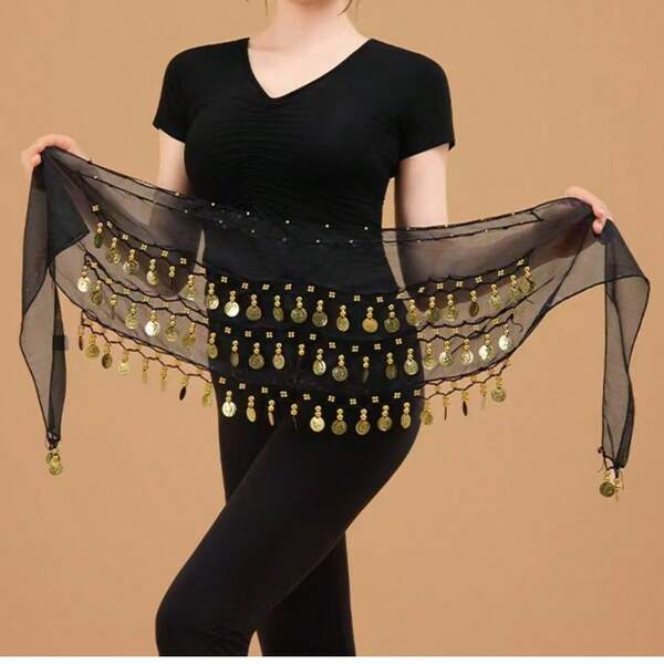 1 Stück Bauchtanz Hüftkette Kostüm, Metallgitter Taillenband Bodysuit Dekoration, goldene Münzen Hüftschärpe für Tanz, Boho Stil