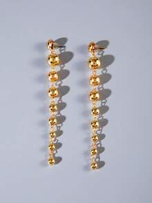 1 pereche de cercei cu pandantiv rotund cu bilă metalică, cercei personalizați cu ciucuri lungi pentru femei și fete, potriviți pentru călătorii, nuntă, petrecere, ziua de naștere, cadou de Crăciun 2025