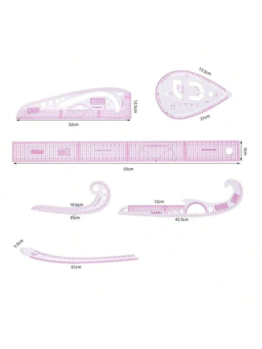 Reglaétrica Francesa con Mayor Tamaño 55cm Estilos de Regla de Costura con Formaétrica Juego de Regla de Medición de Ropa Prendas de Bricolaje para Diseñadores Fabricantes de Patrones y Sastres - 1 - Ver 1
