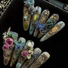 3D Transparent French Nail Art Mold - Gothic Medieval Celtic Knot & Jewelry Decor Embossing Template, Hollow Window Pattern, Suitable For Phone & DIY Handcraft Relief, Foot Design, Hand Embroidery Pattern, Embroidery Heat Transfer Sticker, Essential For Nail Artists, Nail Stamping, Nail Imprinting, Christmas Nail Art Stamp, Nail Art Supplies, Nail Mold, Reusable Nail Template, Nail Art Landscape Template