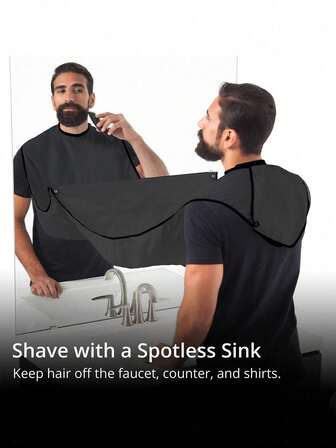 1pc Men's Haircut Apron, Shaving Beard Trimming Styling Apron With 2 Suction Cups