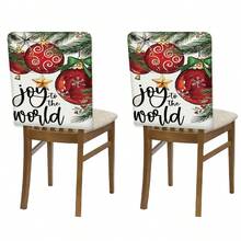 2/4/6pcs Set, Home Decor, Luxury Christmas Pattern Linen Chair Covers, Suitable As Christmas Gift, Christmas Decoration, For Daily Home Decor, Living Room, Dining Room, Garden, Hotel Restaurant Holiday Parties, Washable Polyester Material, Chair Seat Cushion Covers