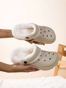 新款女士花园鞋，可调节宽松平底鞋，卧室/旅行/沙滩毛绒拖鞋，包趾拖鞋 - 米色 - 查看 8