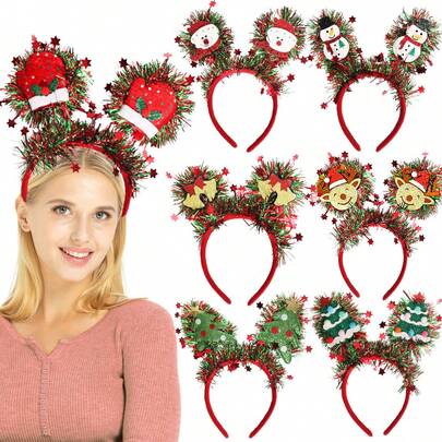 Christmas Tree, Snowman, Bear, Bell Headbands - Holiday Party Hats, Headbands, Cute Christmas Costume Accessories, Snowman Headdress Hair Accessories