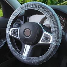 10/30个装一次性透明塑料方向盘套，通用型汽车方向盘套 - 彩色 - 查看 5