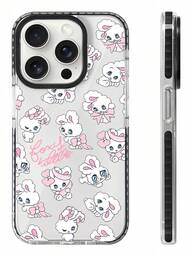 1ชิ้น เคสโทรศัพท์แบบใสสุดหรูลายกระต่าย, เข้ากันได้กับ iPhone 16/16 Pro/16 Plus/16 Pro Max, 17/17 Pro/17 Pro Max, 15/15 Pro/15 Plus/15 Pro Max, 14/14 Plus/14 Pro Max, 13/13 Pro/13 Pro Max, 12/11/X/XR/XS Max, เคสป้องกันสมาร์ทโฟนน่ารักสำหรับฮาโลวีน/คริสต์มาส