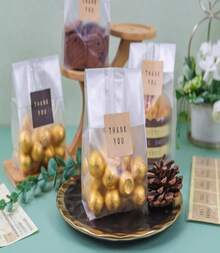 LOKQING Cellophane Treat Bags Cookie Bags For Packaging Clear Gift Bag With Stickers For Cookies,Candy,Chocolates(Fog,9x33inch) - ColorD - 查看 5