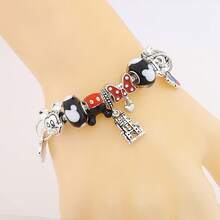 Disney 1件欧美黑红穆拉诺米奇米妮吊坠手链镀银心形城堡卡通动物DIY串珠首饰礼品 - 黑色 - 查看 5