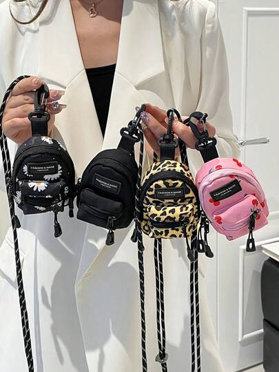 Coin Purse Mini Bag Pendant Bag Zebra Print Leopard Print Cow Print Cherry Daisy Backpack Pendant Backpack Pendant Bag For Women Wallet Mini Wallet Purse Wallet Wristlet Wallet Travel Wallet Coin Wallet