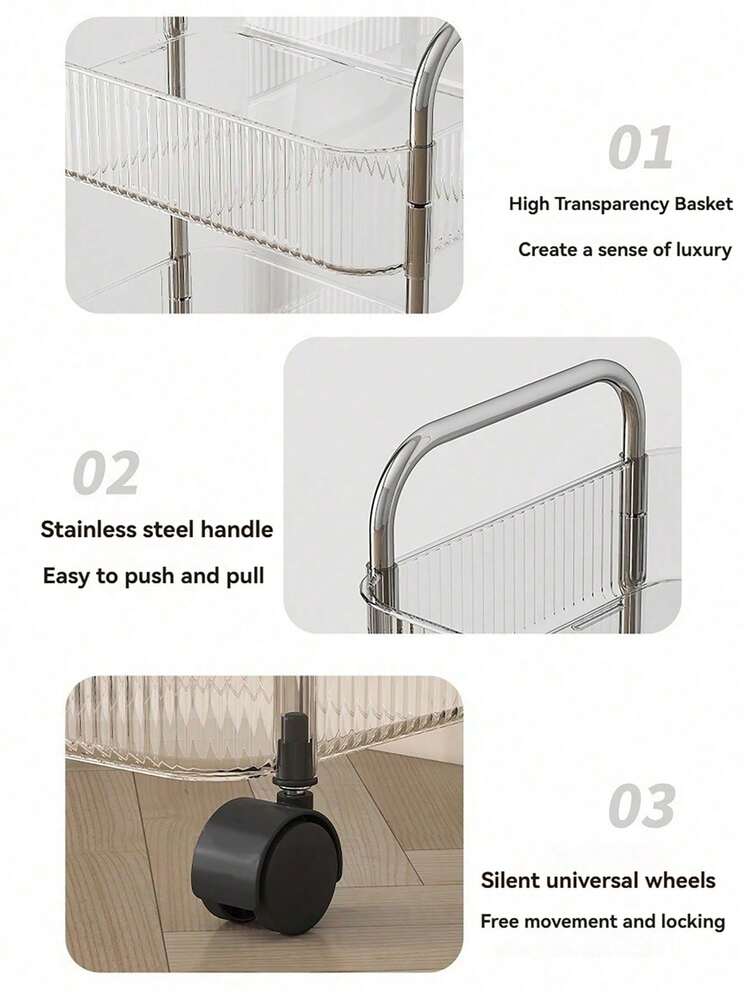 Carrito de almacenamiento acrílico de 4 niveles, organizador de carrito rodante transparente para baño, estantería móvil transparente para lavandería, carrito de uso múltiple para oficina/sala de estar, para almacenamiento y transporte de alimentos, almacenamiento de baño, decoración de baño, decoración de otoño, accesorios de baño de regreso a la escuela, herramientas de baño, baño - Multicolor - Añade 8
