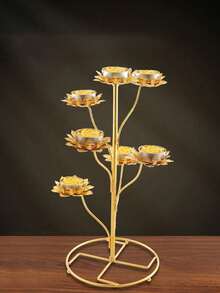 油灯烛台 - 精美的佛教祭坛用品，带有莲花酥油灯设计、烛台、许愿茶灯和冥想氛围，适用于小圆形蜡烛） - 1pc - 查看 8