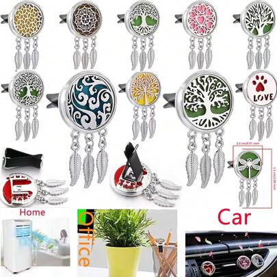 1pc New Dreamcatcher Car Perfume Diffuser Clip Leaf Flower Tree Of Life Tassel Car Air Freshener Outlet Decorations Vent Clips Leaf Aromatherapy Diffuser Open Locket Pendant Pendant Door Interior Refillable Car Air Freshener Perfume Feather Pendant Diffuser Car Air Conditioning Vent Interior Accessory