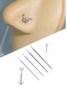 Set da 5 pezzi di piercing per il naso funzionali, in argento sterling con motivo farfalla alla moda, con zirconia cubica incastonata, ipoallergenici, adatti per piercing al naso e uso quotidiano
