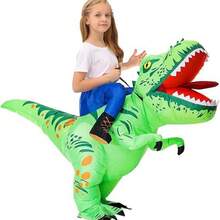 Costume da dinosauro gonfiabile per bambini, costume da Tyrannosaurus Rex per Ognissanti, divertente per feste, adatto per ragazzi/ragazze - Verde - Visualizzare 2