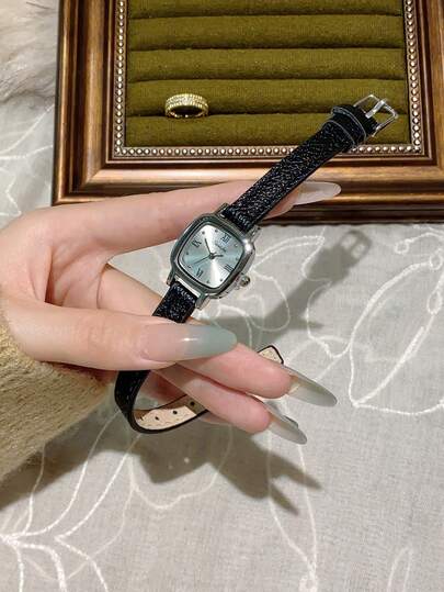 SUNLIFEX 1 件复古风格简约休闲女士手表，优雅方形表壳，PU 皮革表带，精致迷人的小表盘带有装饰性时标，非常适合日常佩戴、生日礼物、派对、节日聚会，也是送给自己或朋友的理想礼物