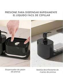 Bebeay Dispensador De Jabon Cocina, 4 In 1 Dispensador Deón para Trastes con Soporte para Paños y Jabonera, Abs Resistente, Juego De Jaboneras Organizador para Cocina, Baño y Fregadero (Nergo) - nervio - Ver 7
