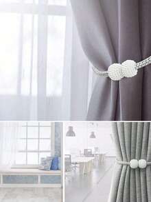 2pcs/4pcs/6pcs Gray Magnetic Curtain Clips, Faux Pearl Curtain Ties, Curtain Decorations, Magnetic Curtain Straps With Buckles, Window Tie Cord Clips For Home And Office, Pearl Decorative Cord Backing For Sheer Curtains Without Drilling - Multicolor - View 8