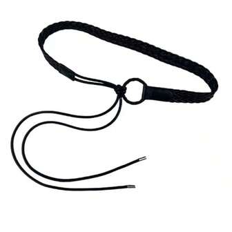 New Woven Belt Dress Decoration High-End Versatile Retro Dress Fashion Knotted Leather Belt Waist Rope Accessory Solid Color Casual Linen Belt, All Season