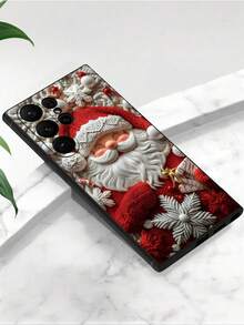 1pc Fashionable Santa Claus & Snowflake Red Festive Black Phone Case Compatible With IPhone 17/17 Air/17 Pro/17 Pro Compatible With Redmi, Compatible With Galaxy A04e/A05s/A13/A14/A15/A34/A35/A50/A52/A53/A54/S21/S22/S23/S24/S25/S25UGOOGLE 6A/ 12T/13T/14t - Black - View 4