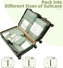 6/8/10 Set Packing Cubes For Travel Luggage Organizer - 08-matcha Green - View 7